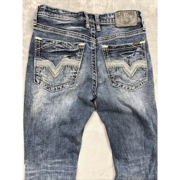 Salvage Havoc Jeans Men’s 30x33 Slim Straight Distressed Blue Denim - Picture 10 of 11